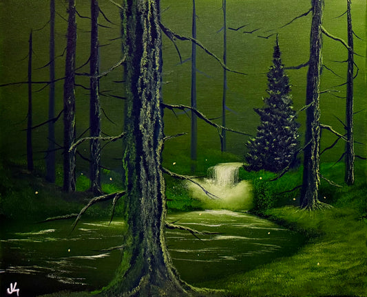 Painting #1754 - 20x24" Canvas - Sweater Tree Forest painted 3-22-25