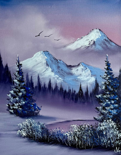 Painting #2018 - 16x20" Canvas - Winter Landscape painted 8-24-25