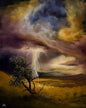 Painting #2589 - 16x20" Framed Canvas - Lightning Thunderstorm Landscape painted 9-7-26