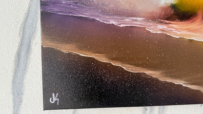 Painting #1975 - 16x20" Canvas - Sunset Oregon Coast Seascape painted 8-3-25