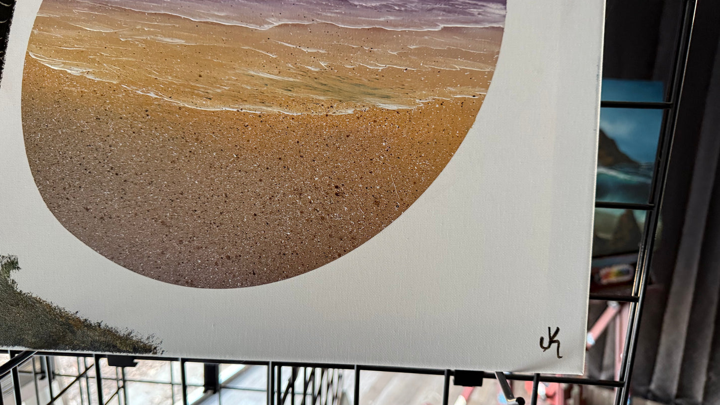 Painting #2034 - 16x20" Canvas - Conch Shell Seascape painted 9-4-25