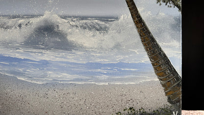 Painting #2040 - 18x24" Canvas - Tropical Seascape with Beachwood Frame included painted 9-6-25
