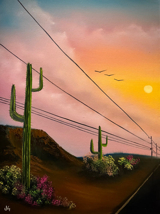 Painting #1584 - 18x24" Canvas - Sunset Desert Landscape