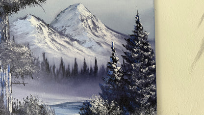 Painting #1997 - 16x20" Canvas - Winter Forest Waterfall Landscape painted 8-15-25