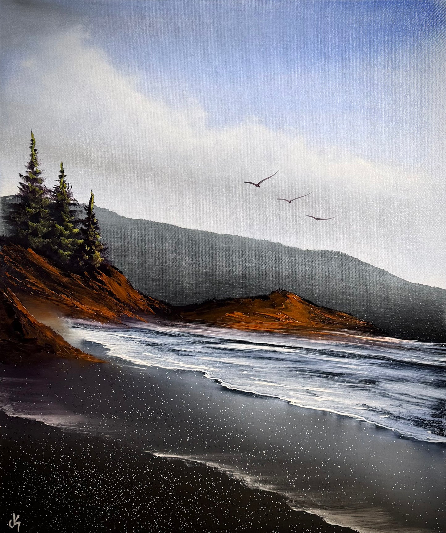 Painting #2476 - 20x24" Canvas - Sunset Seascape painted 6-4-26