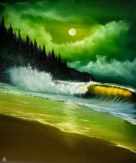 Painting #2226 - 20x24" Canvas - Crashing Wave Seascape painted 1-8-26