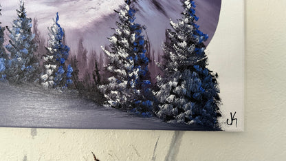 Painting #2028 - 16x20" Canvas - Mt Hood Landscape Oval painted 8-30-25