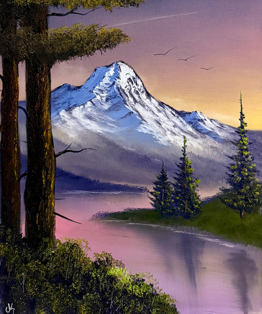 Painting #2194 - 20x24" Pro Series Canvas - Sunset Mountain Landscape painted 12-19-25