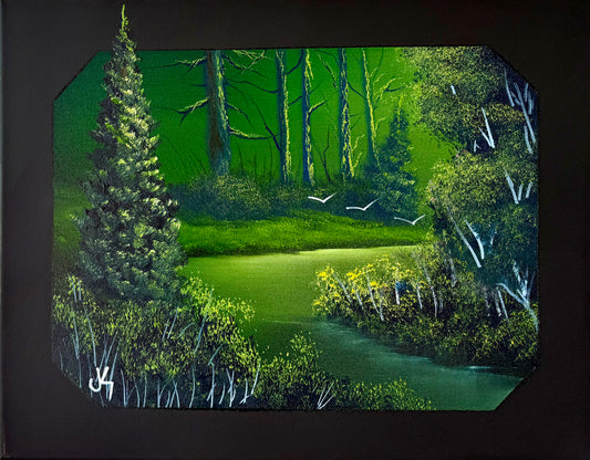 Painting #1803 - 16x20" Canvas - Forest River painted 4-18-25