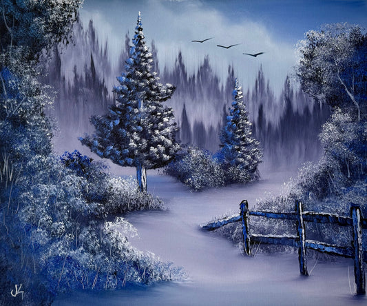 Painting #1855 - 20x24" Canvas - Sunset Winter Landscape painted 5-18-25