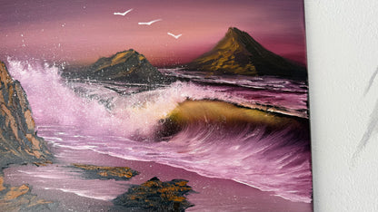 Painting #1971 - 16x20" Canvas - Purple Seascape painted 7-31-25