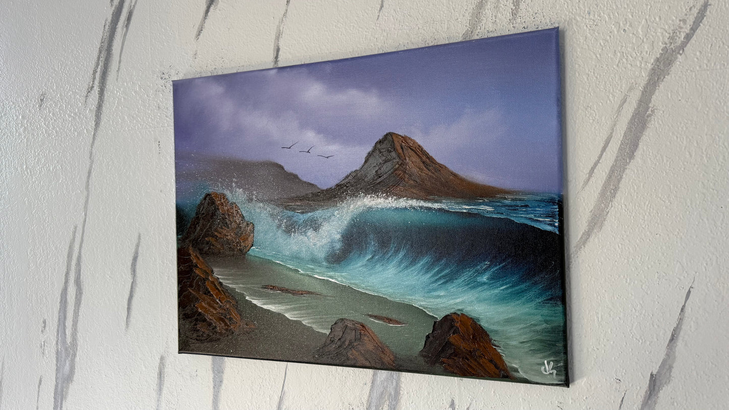 Painting #1985 - 18x24" Canvas - PNW Seascape painted 8-9-25