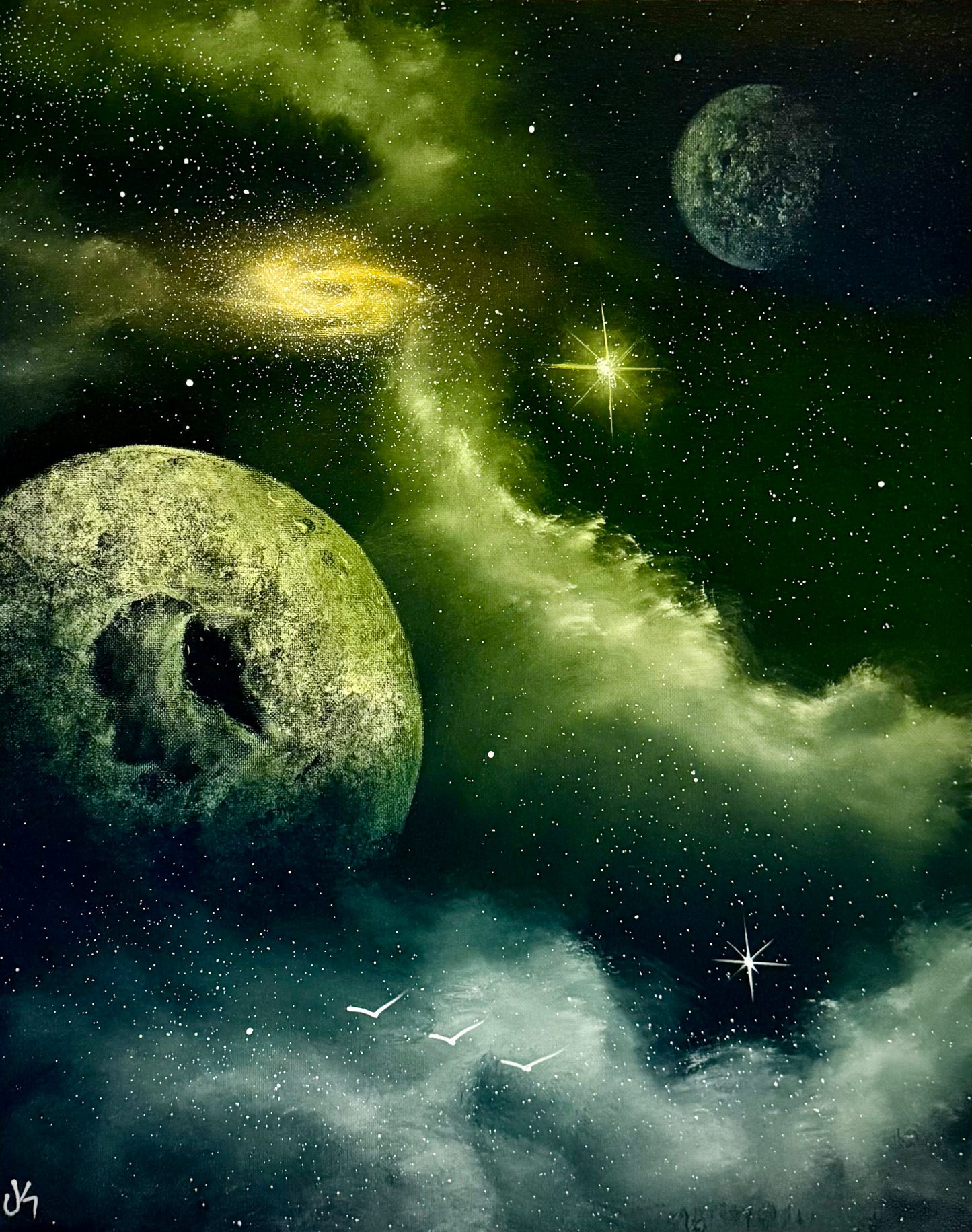Painting #2451 - 16x20" Canvas - Black Hole Galaxy painted 5-21-26