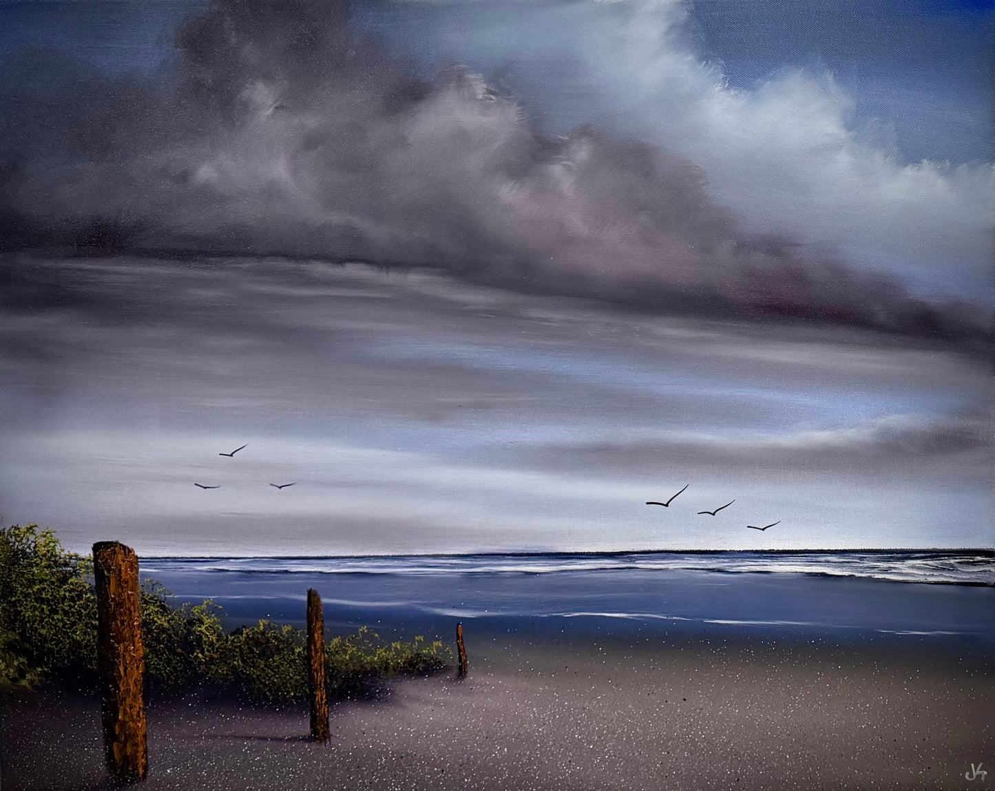 Painting #2613 - 24x30" Stage 2 Canvas - Daytime Seascape painted 9-21-26