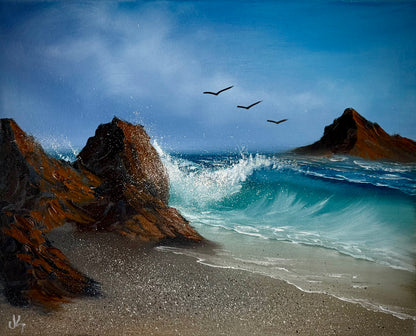 Painting #1970- 16x20" Canvas - Tropical Seascape painted 7-31-25