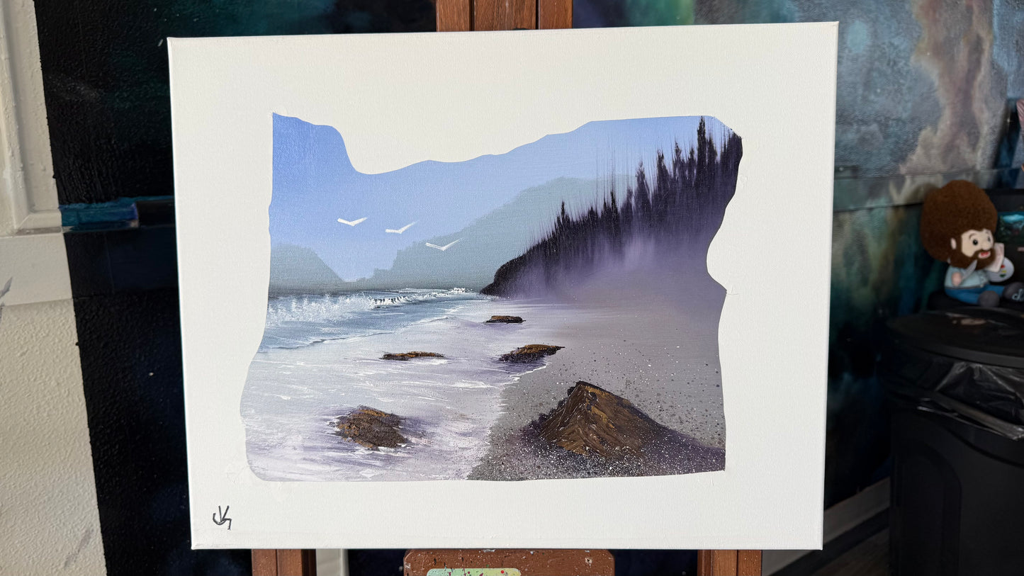 Painting #2042 - 16x20" Canvas - Oregon Coast Seascape painted 9-7-25