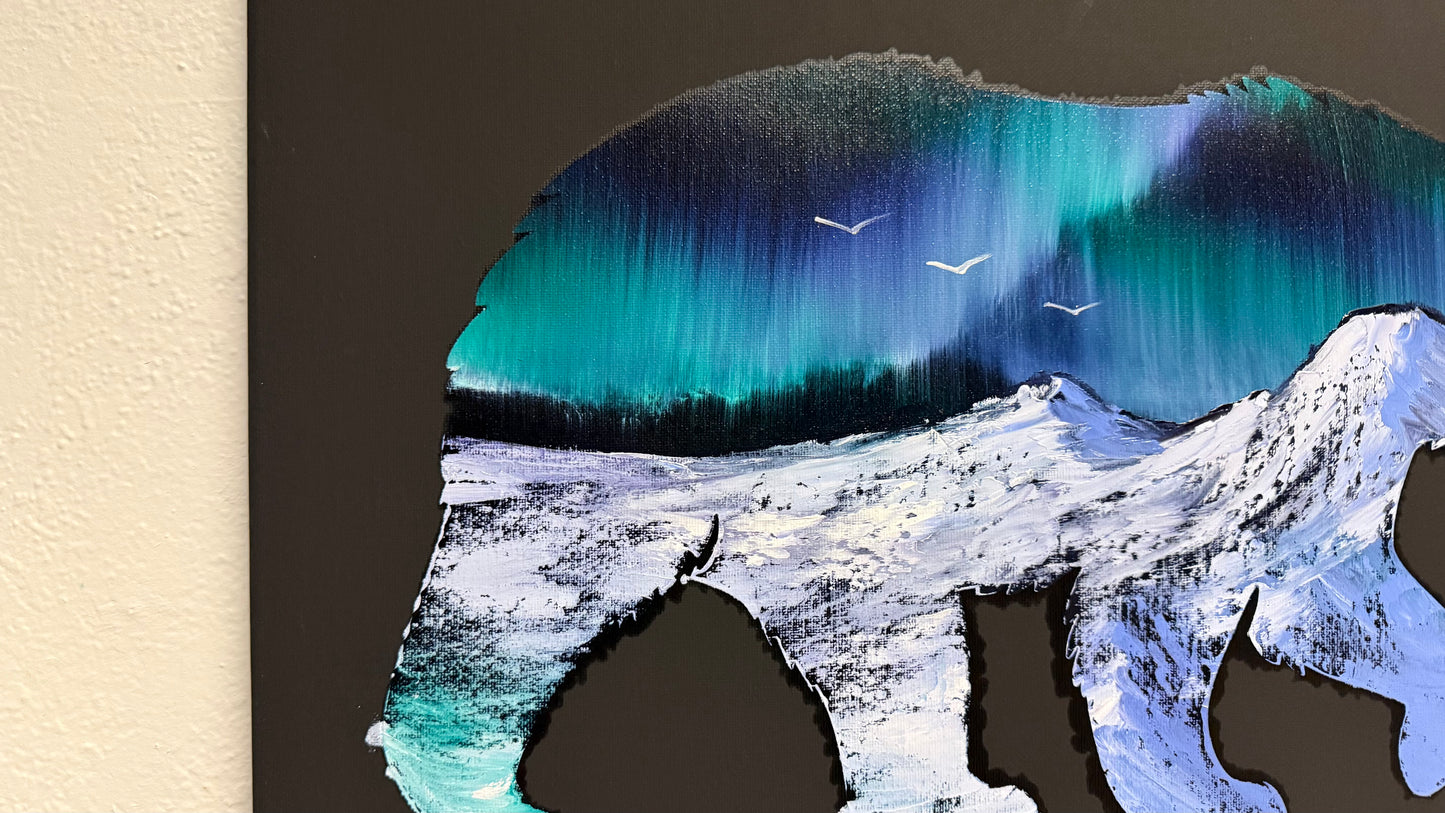 Painting #2030 - 16x20" Canvas - Grizzly Bear Landscape painted 8-30-25