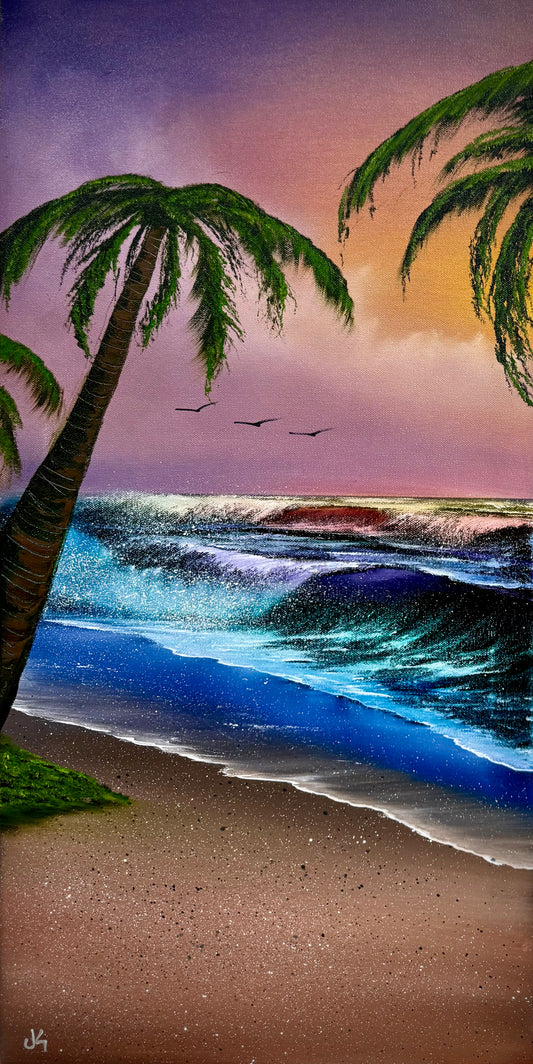 Painting #1730 - 15x30" Pro Series Canvas - Sunset Seascape 3-2-25