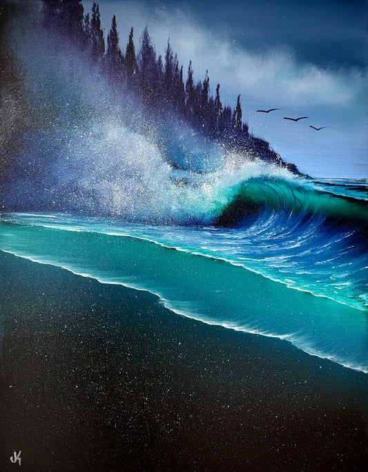 Painting #1859 - 22x28" Canvas - Oregon Coast Seascape painted 5-22-25