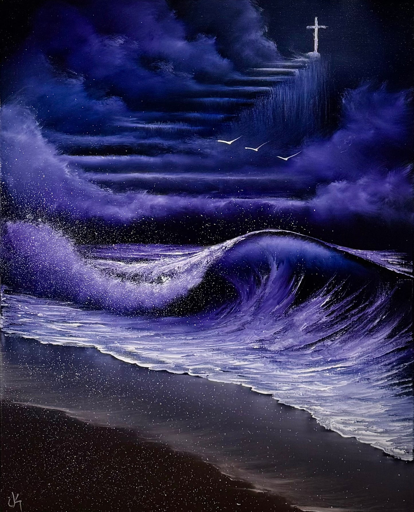 Painting #2370 - 16x20" Canvas - Easter Seascape painted 4-3-26