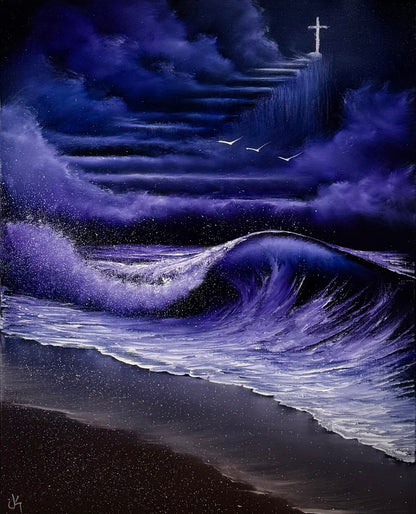 Painting #2370 - 16x20" Canvas - Easter Seascape painted 4-3-26