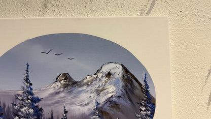 Painting #2026 - 16x20" Canvas - Mt Hood Landscape Oval painted 8-29-25