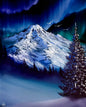 Painting #2178 - 16x20" Canvas - Northern Lights Mountain Landscape painted 12-9-25