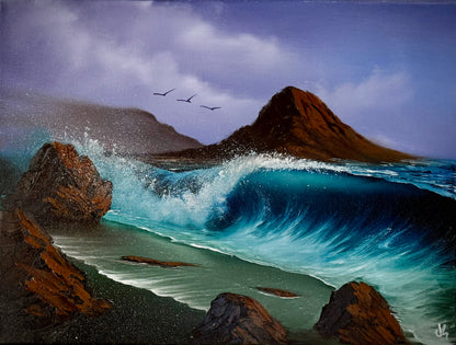 Painting #1985 - 18x24" Canvas - PNW Seascape painted 8-9-25