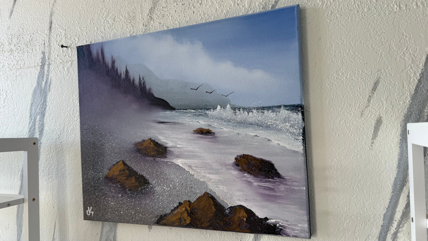 Painting #2052 - 16x20" Canvas - Oregon Coast Seascape painted 9-13-25
