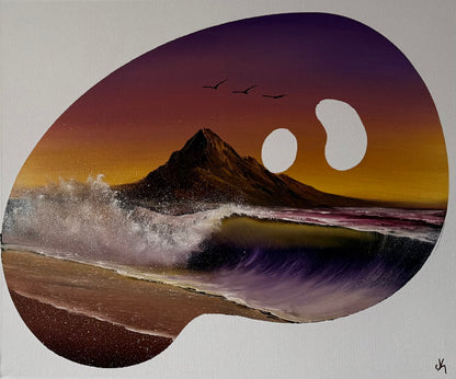 Painting #1981 - 20x24" Canvas - Palette Seascape painted 8-7-25