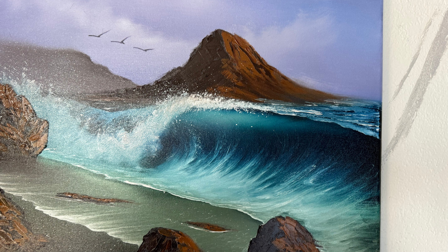 Painting #1985 - 18x24" Canvas - PNW Seascape painted 8-9-25