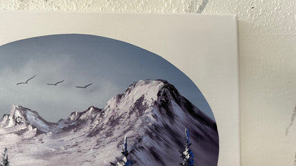 Painting #2028 - 16x20" Canvas - Mt Hood Landscape Oval painted 8-30-25