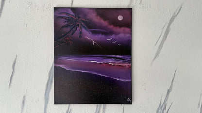 Painting #1974 - 16x20" Canvas - UFO Purple Seascape painted 8-2-25