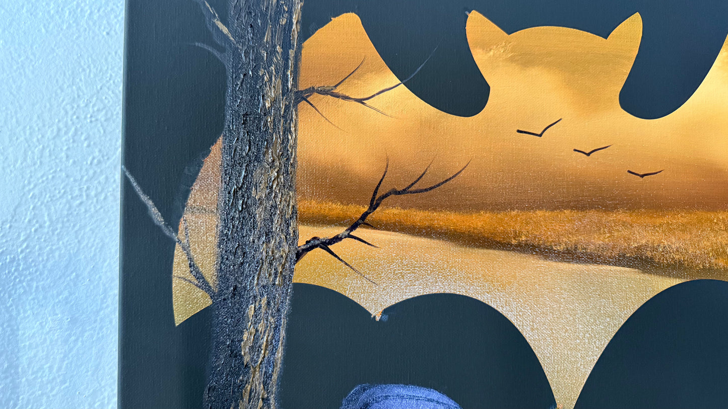 Painting #2048 - 16x20" Canvas - BAT Halloween Landscape painted 9-11-25