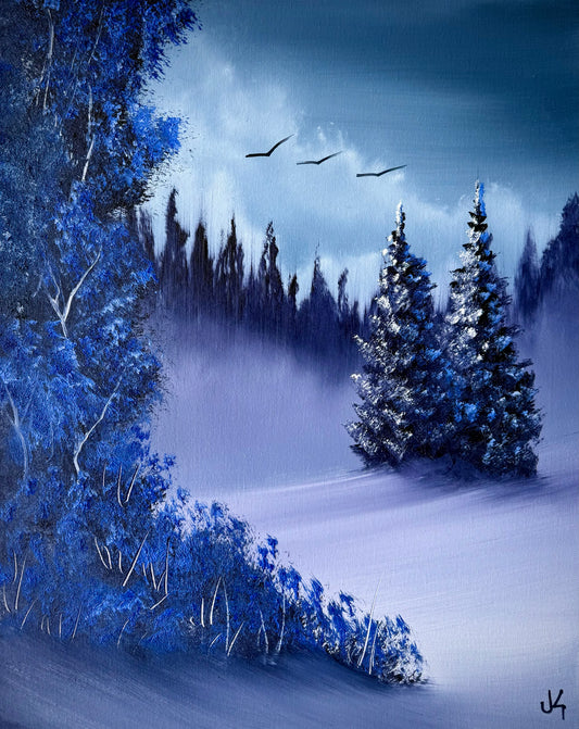 Painting #1830 - 16x20" Canvas - Winter Landscape painted 5-2-25