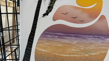 Painting #2034 - 16x20" Canvas - Conch Shell Seascape painted 9-4-25