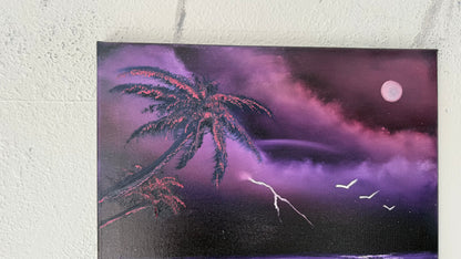 Painting #1974 - 16x20" Canvas - UFO Purple Seascape painted 8-2-25