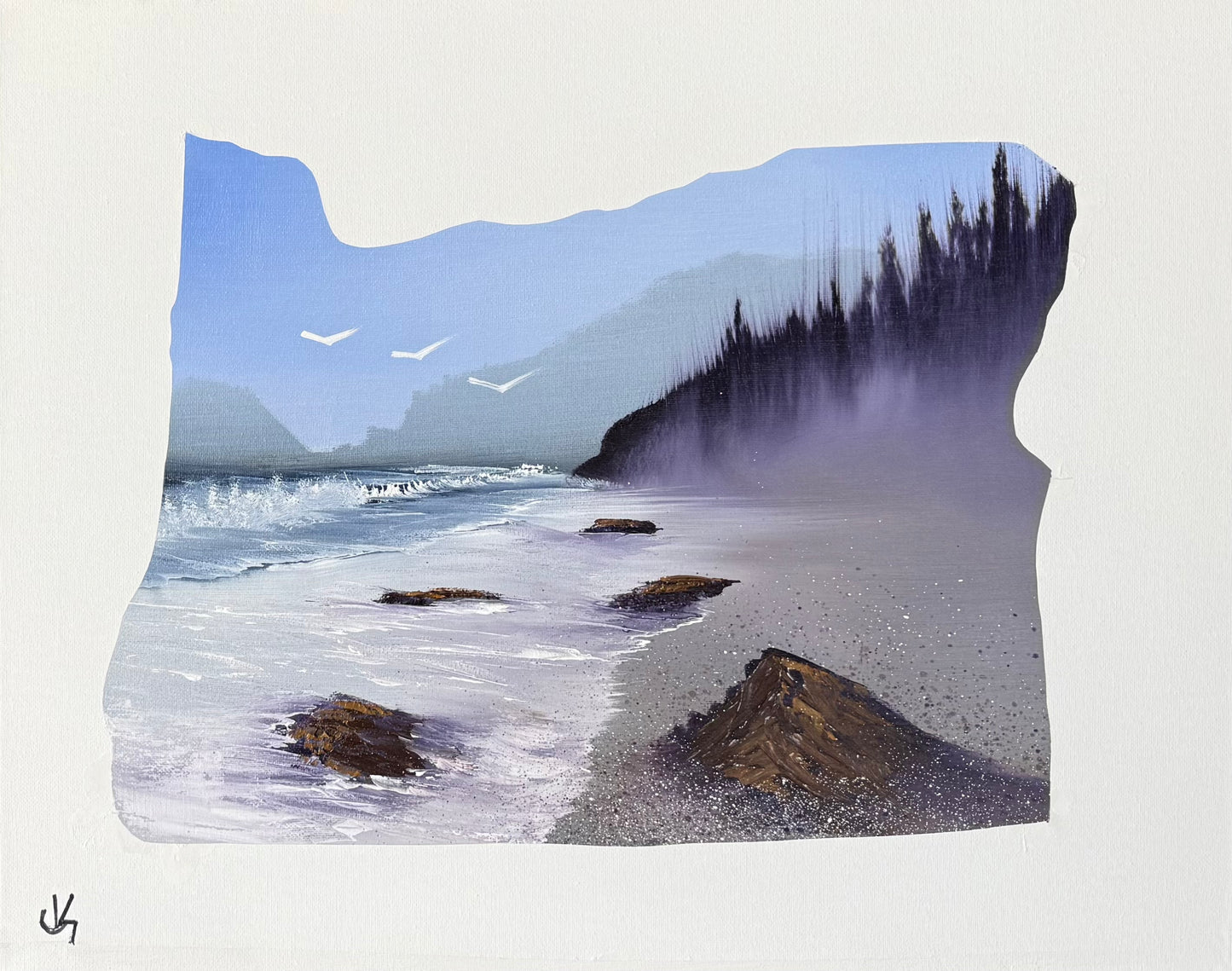 Painting #2042 - 16x20" Canvas - Oregon Coast Seascape painted 9-7-25