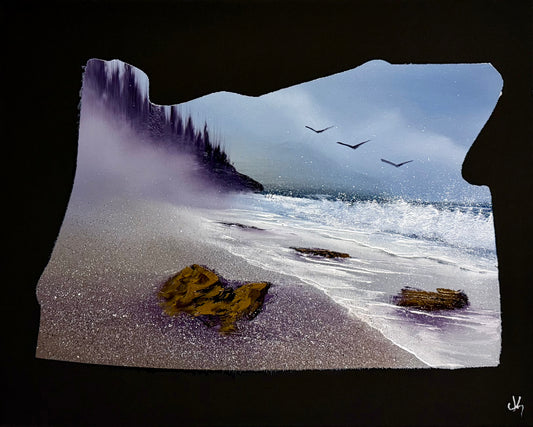 Painting #2054 - 16x20" Canvas - Oregon Coast Seascape painted 9-13-25