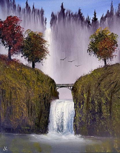 Painting #2331 - 16x20" Canvas - Multnomah Falls painted 3-12-26