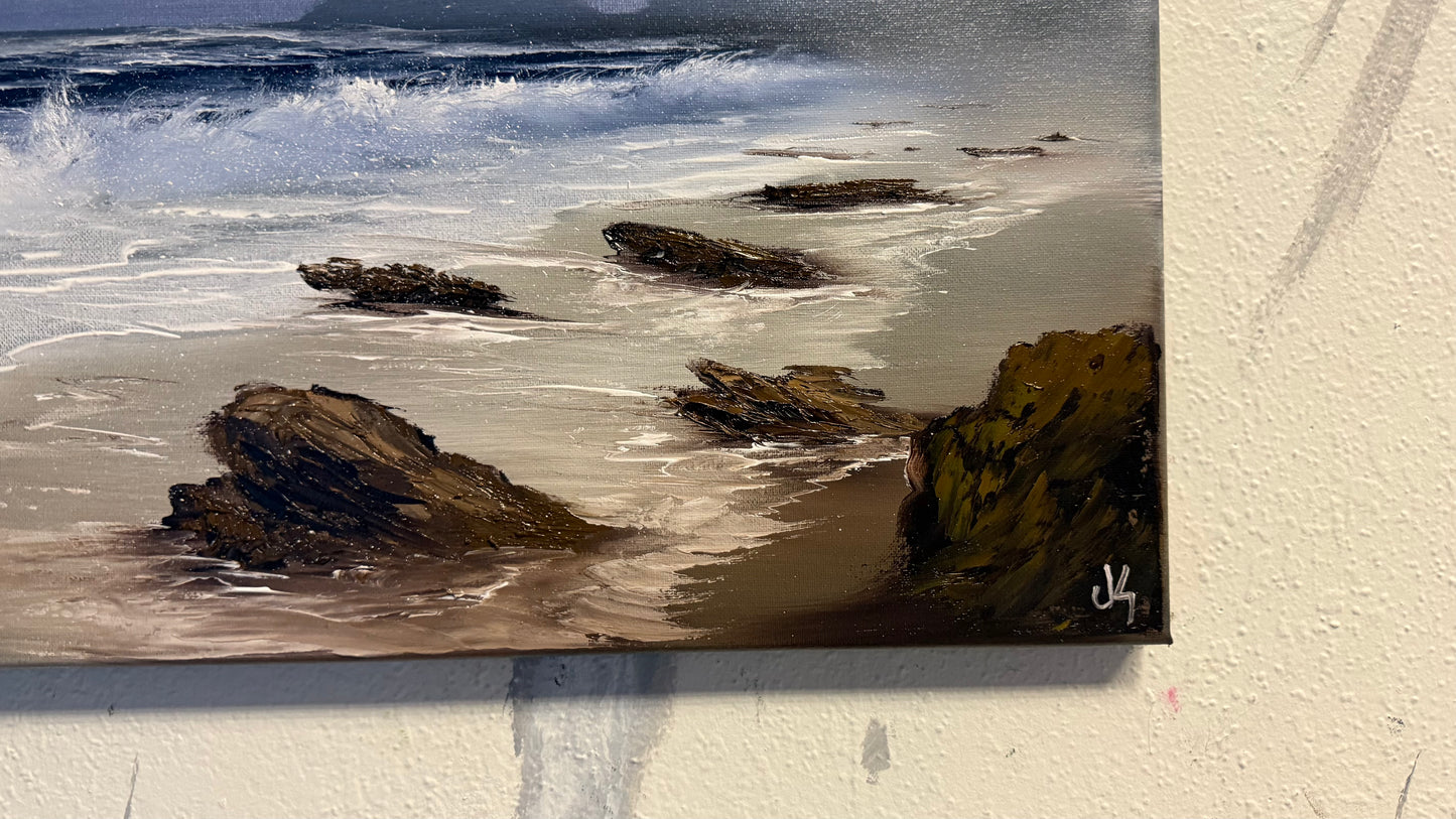 Painting #1996 - 16x20" Canvas - Rocky Oregon Coast Seascape painted 8-14-25