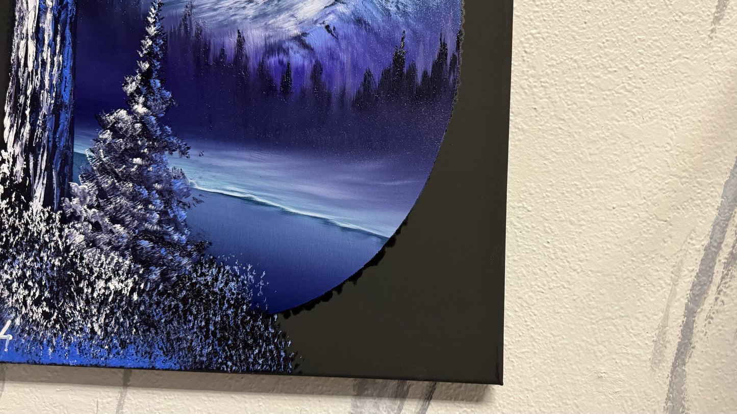 Painting #2033 - 16x20" Canvas - Northern Lights Seascape painted 9-1-25