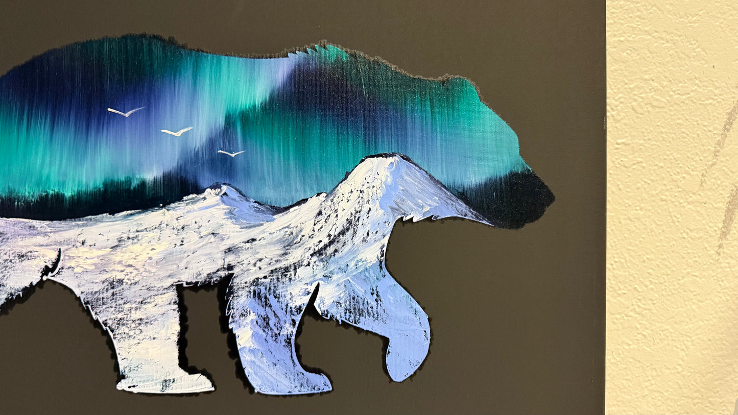 Painting #2030 - 16x20" Canvas - Grizzly Bear Landscape painted 8-30-25