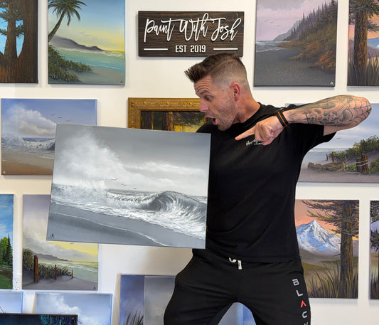 GROUP Painting Class - 6pm - Black and White Seascape with PaintWithJosh Friday 8-7-26