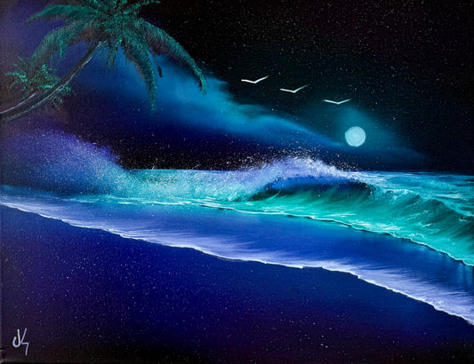 Painting #1816 - 16x20" Canvas - Tropical Seascape painted 4-24-25