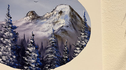 Painting #2026 - 16x20" Canvas - Mt Hood Landscape Oval painted 8-29-25