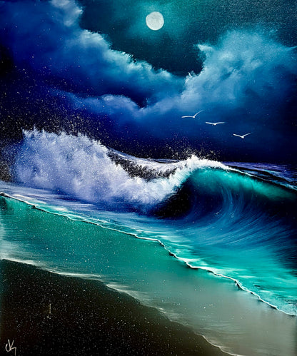 Painting #2141 - 20x24" Canvas - Crashing Wave Seascape painted 11-10-25
