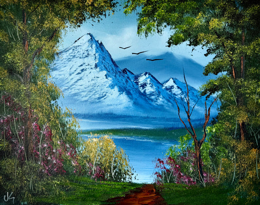 Painting #1892 - 16x20" Canvas - Mountain Lake Landscape painted 6-14-25