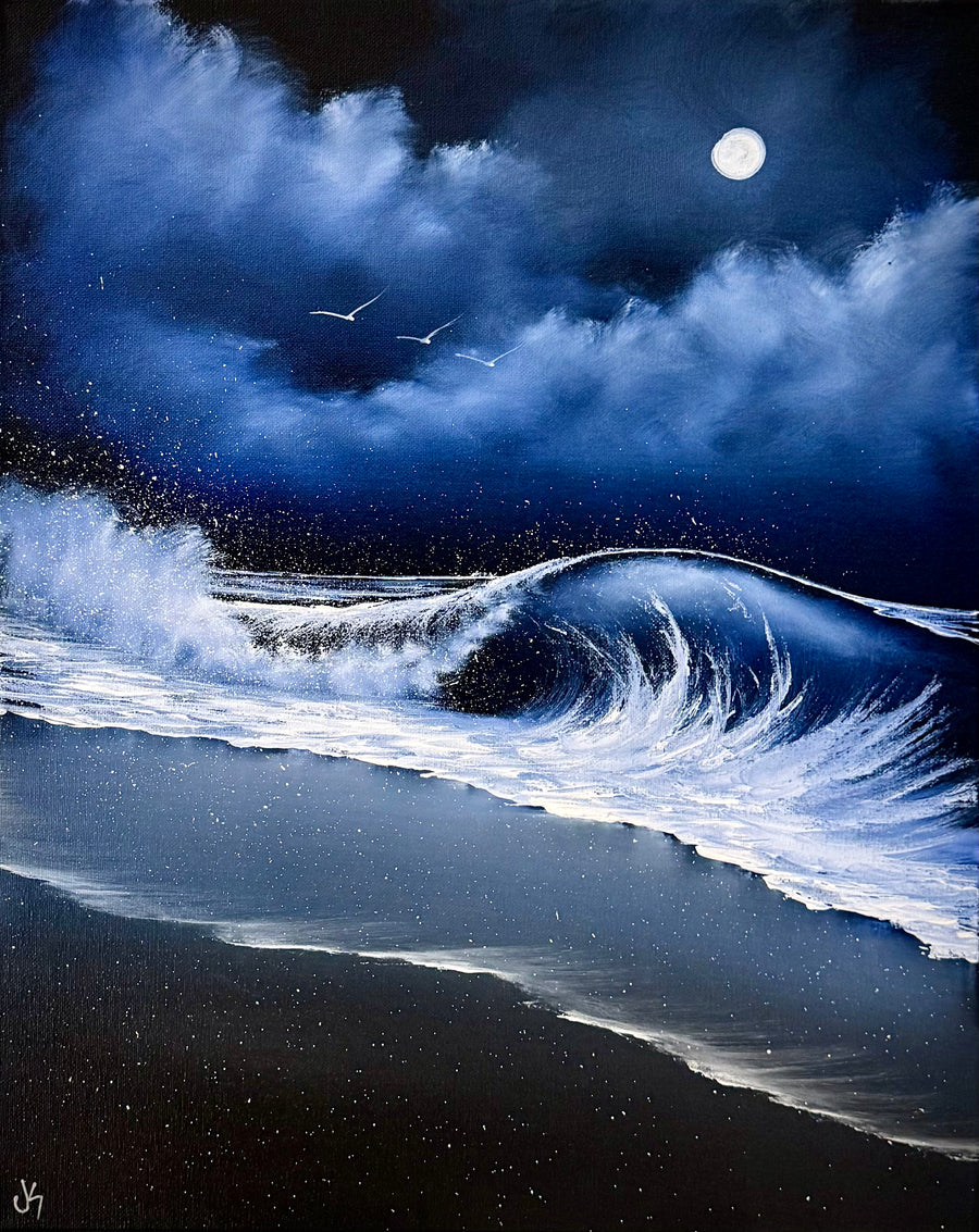 Painting #2408 - 16x20" Canvas - Crashing Wave Seascape painted 4-24-26