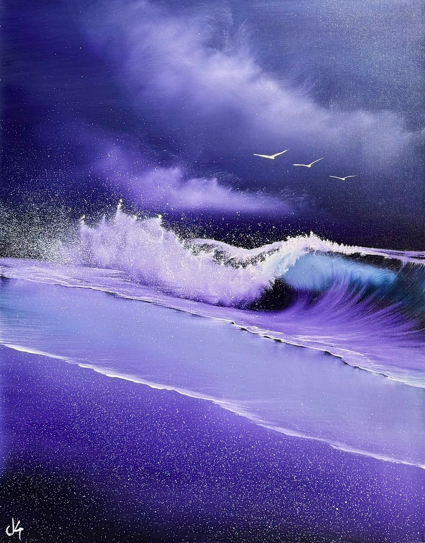 Painting #2068 - 22x28" Canvas - Crashing Wave Seascape painted 9-21-25
